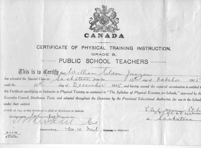 William Eldon Janzen, DDS (1896-1977), Contracts andTeaching Certificates Saskatchewan one room schoolhouses.   