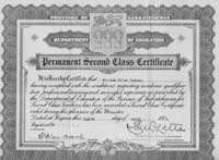 1922 Permanent Second Class Certificate