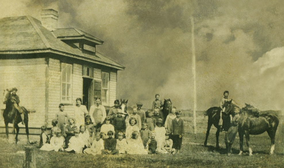 Picture School with kids and horses that was in  Pakulak-Woloschuk collection