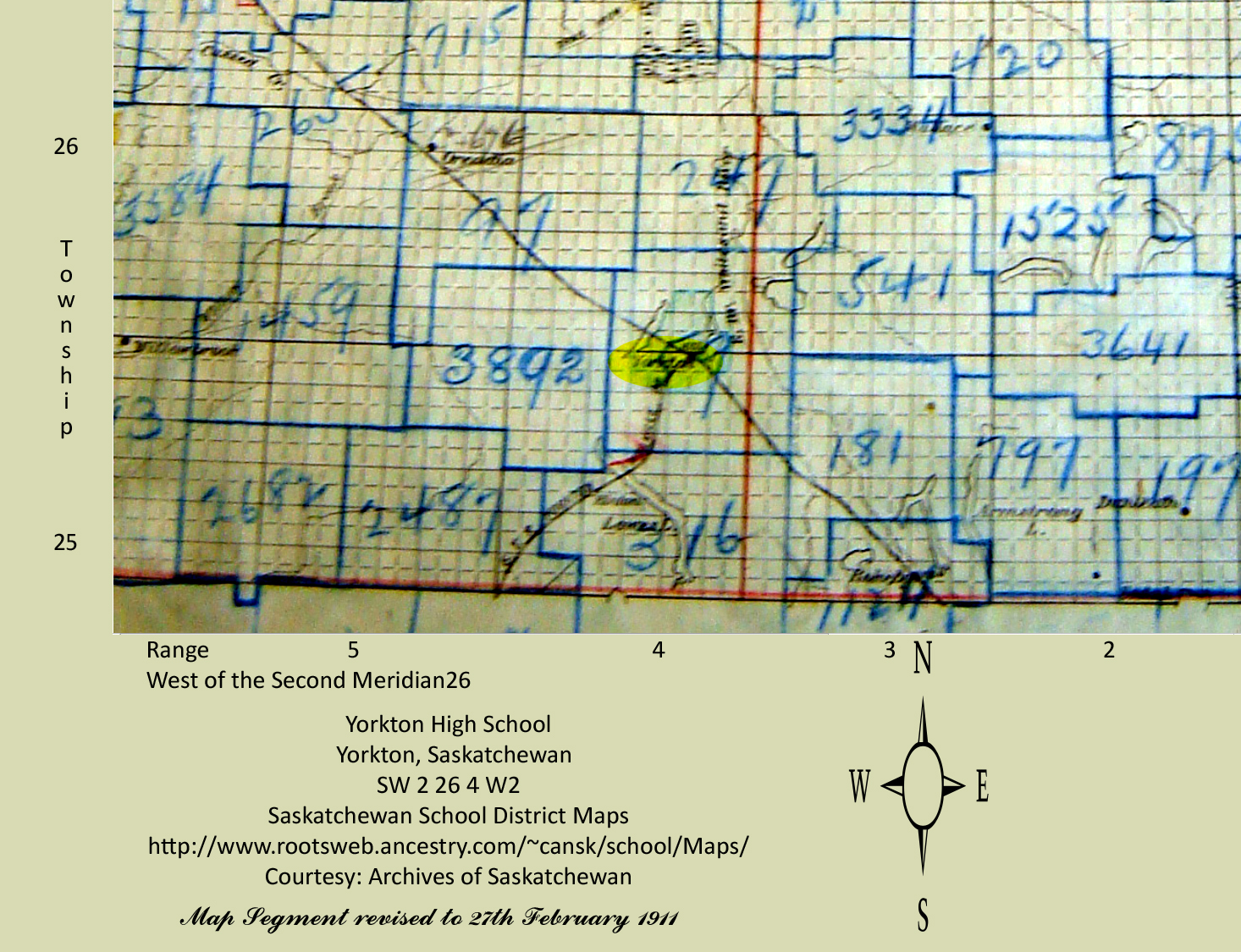 Yorkton High School,  Yorkton, Saskatchewan	SW 2 26 4 W2, 51.213775, -102.4628806,1908 1909, Jessie McPhee by door.  Teacher W.S. Cram,  Eva Neiley, Eva (Neiley) Cooper,   CA, Canada, Sk, Saskatchewan